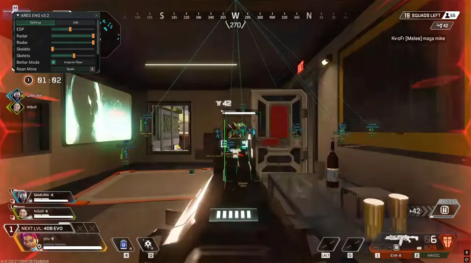 Apex cheats features: aimbot, bots, ESP wallhack and more — Apex cheat gameplay screenshot