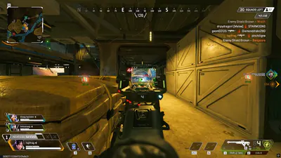 Apex Legends loot and item ESP with Hands markers, enemy boxes, and range labels
